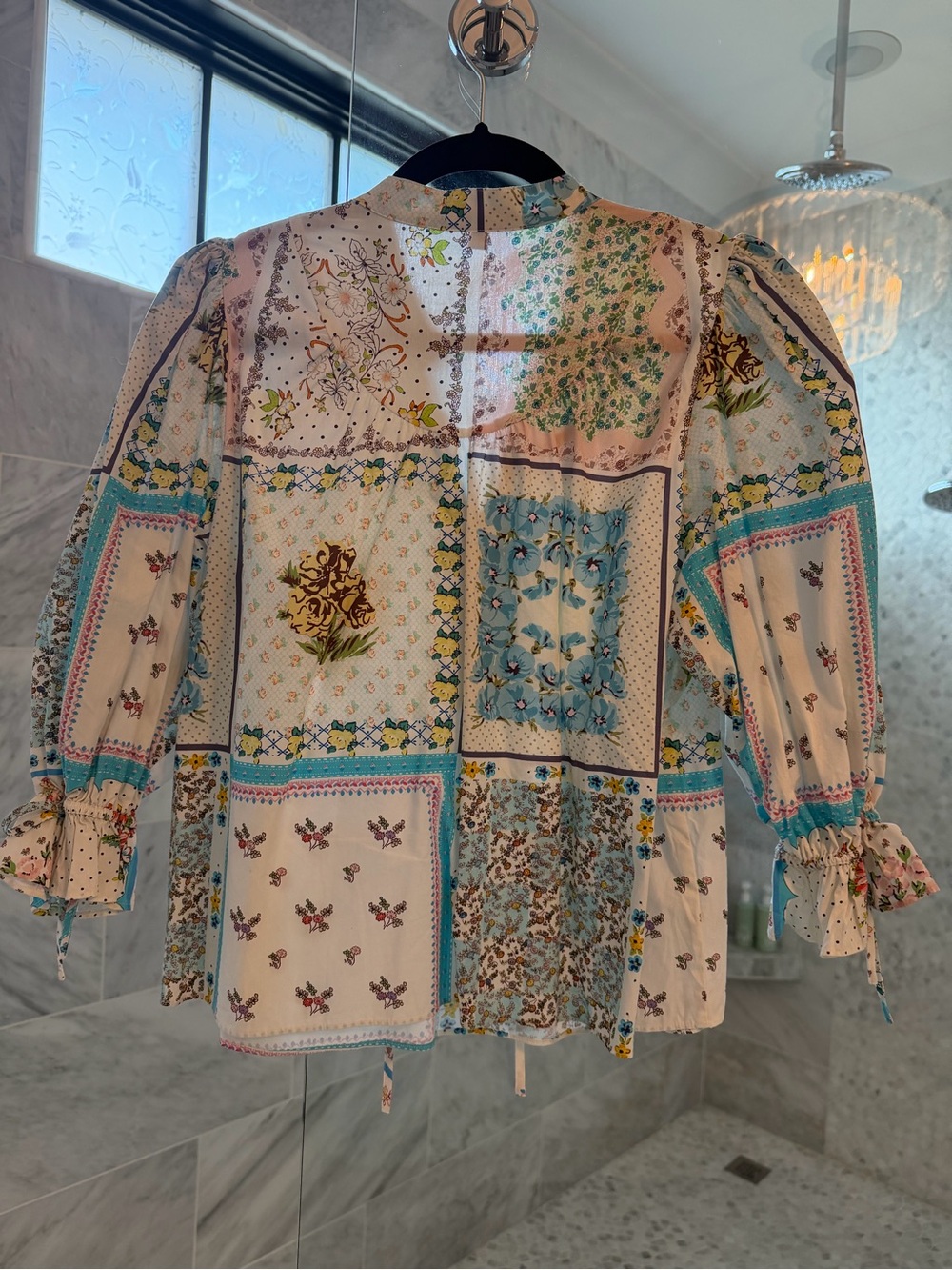 HUNTER BELL Cream Floral Patchwork Blouse